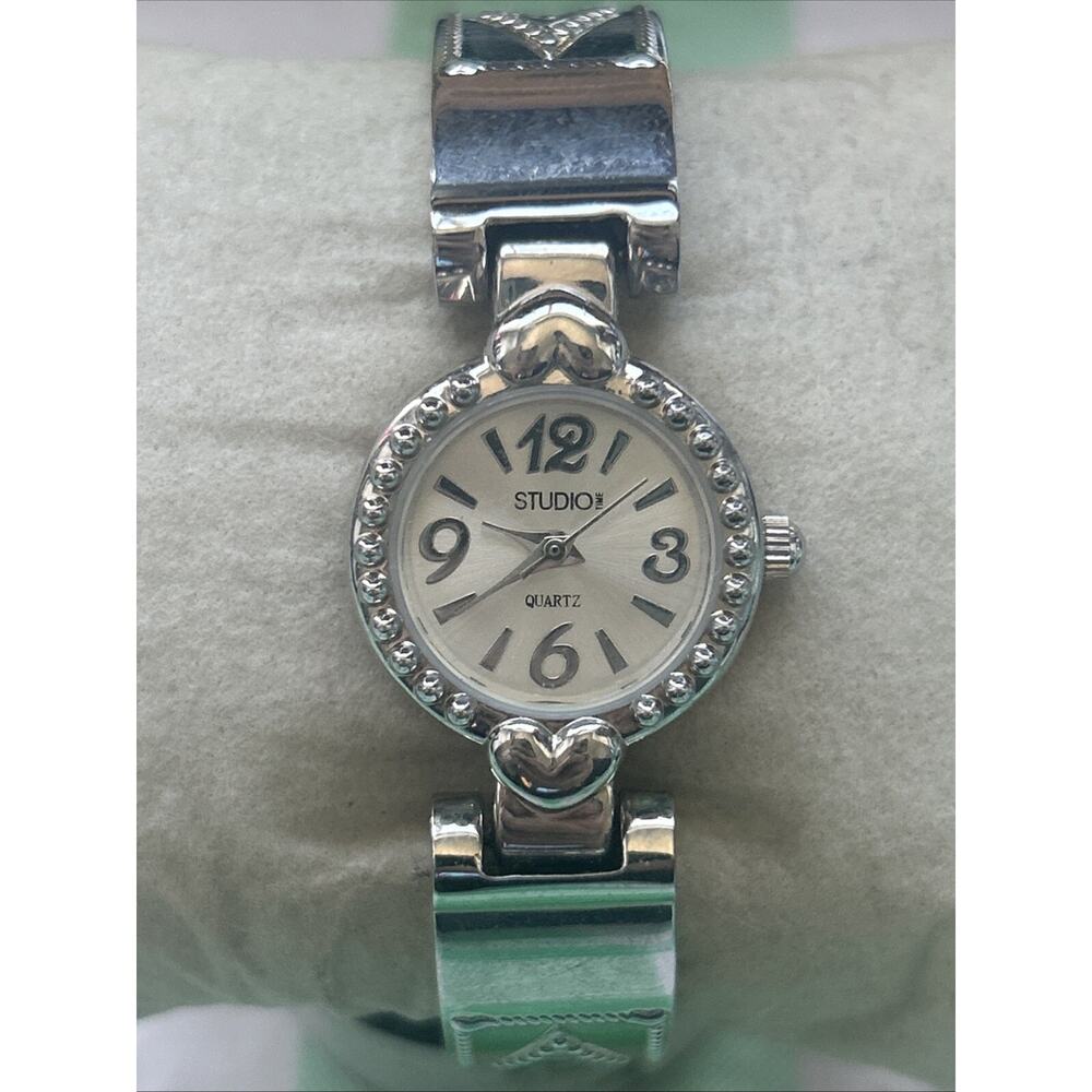 Studio Time Silver Tone Women’s Cuff Watch